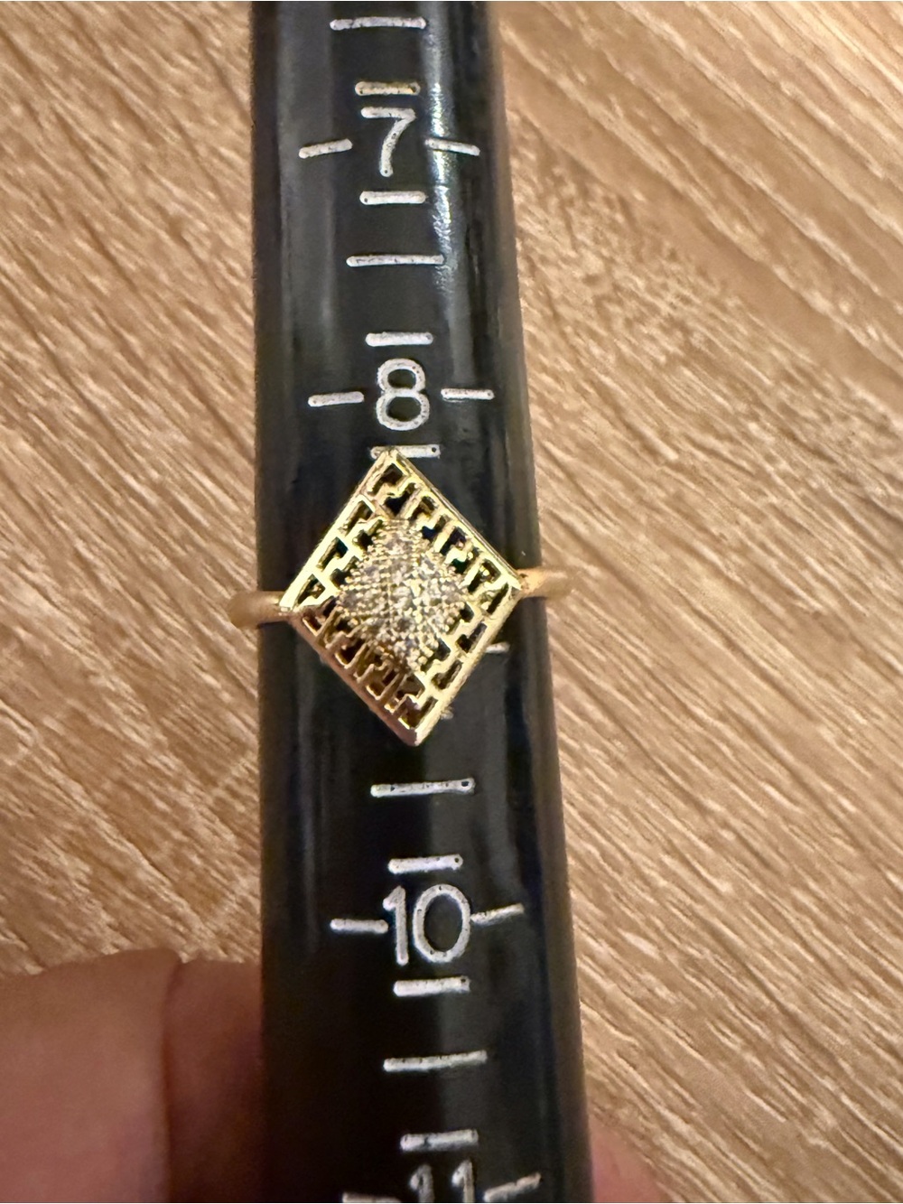 Gold Tone Diamond-Pattern Geometric Ring - Women's Jewelry